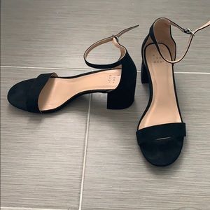 Black sandals,2.5” block heel,ankle strap,size 8.5